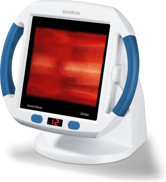 Sanitas SIL 45 Infrarotstrahler - XL-Keramikglasplatte 30 x 40 cm - 300 Watt - Timer - 100% UV-Blocker - Belüftung - Abschaltautomatik - Kabelaufbewahrung im Sockel - Medizinisch zertifiziert - Inklusive Schutzbrille - 2 Jahre Garantie