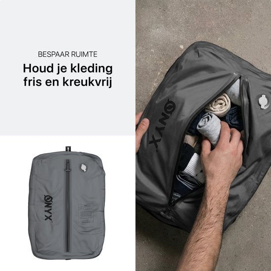 ONYX Aircube™ Vakuumverpackungswürfel - 1 Stück - Inklusive kabelloser Kompressionspumpe - Für Koffer und Taschen - Kofferorganisation - Gepäck- und Rucksackkompression - Grau