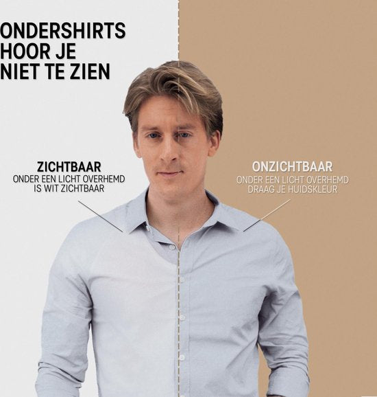 Anti Sweat Shirt - Fibershirts® - Eingenähte Achselpads - Unterhemd - Hautfarbe - V-Ausschnitt - Herren - Größe XXL