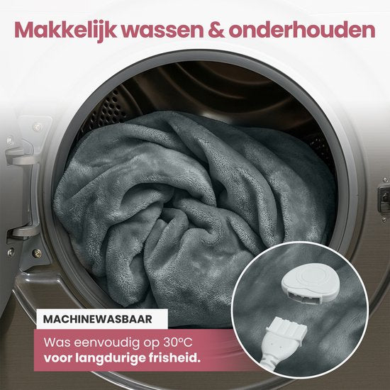 STAUS&BACH Heizdecke 3XL - 2 Personen Oberdecke - Doppelseitige Fleece Sherpa - Anthrazitgrau - 180x160 cm - Grau