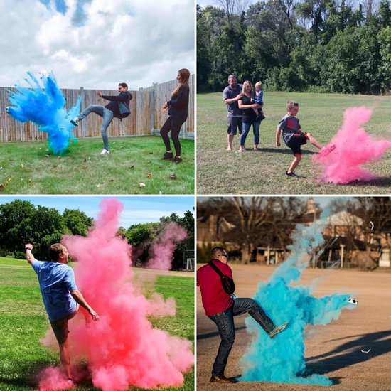 Partizzle Gender Reveal Football - Mit rosa & blauem Puder - Baby Shower Dekorationen - Junge oder Mädchen Party - Alternative Rauchbombe & Rauchpistole - Plastik