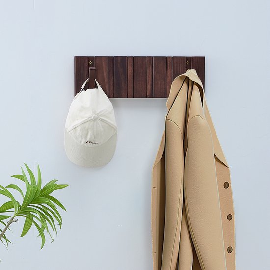 Urban State Piano Garderobe - dunkles Holz - Wandgarderobe - 6 Haken - Garderobe zum Aufhängen - Walnuss-Dekor