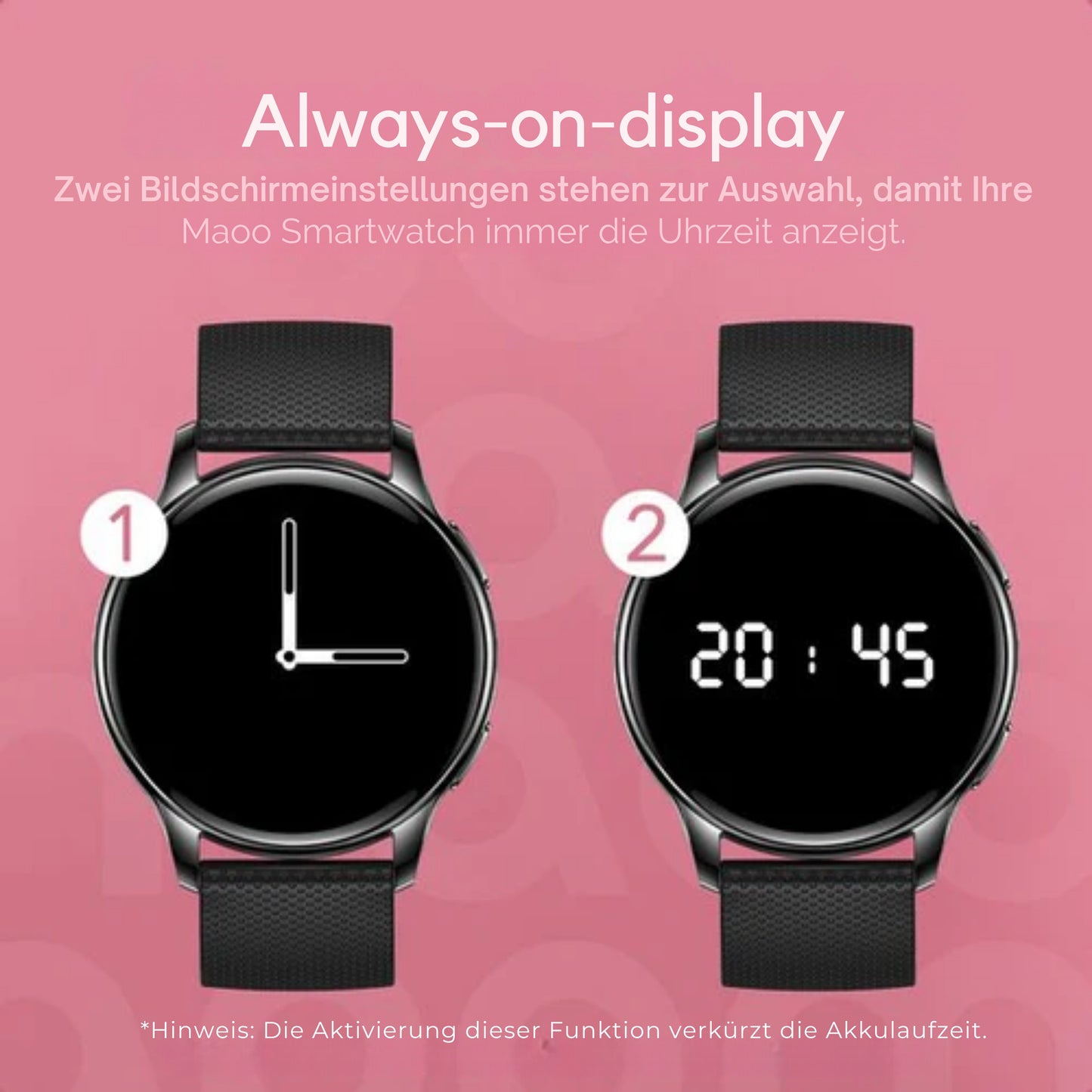 Maoo Ventura AMOLED Smartwatch - Damen - Edelstahl und 3x Silikonband - Schrittzähler - Herzfrequenzmesser - Schlafüberwachung - Multisport - Für Android und iOS - Schwarz