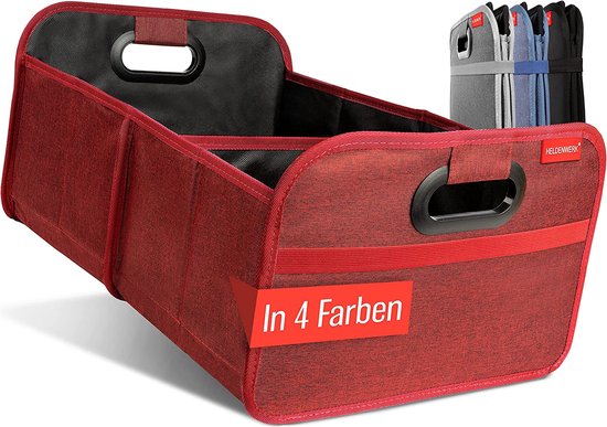 Kofferraumtasche faltbar und stabil - Kofferraum-Organizer Einkaufstasche zur praktischen Aufbewahrung - Auto-Faltbox, Kofferraumbox (rot)