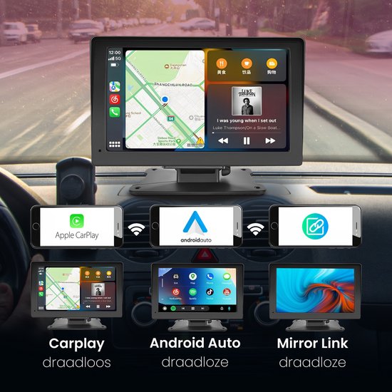 Skoov Carplay Bildschirm - Kabellos - Mit Rückfahrkamera - Einfache Installation - Für Apple & Android Auto - Schwarz