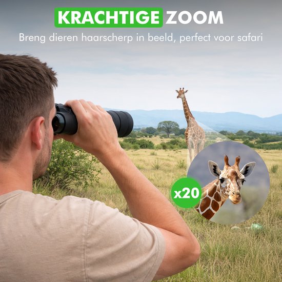 Travelhawk Fernglas - 20x50 - BAK4 - Voll multivergütet (FMC) - Kompaktes Fernglas - Wasserdicht - Mit Umhängekordel, Tragetasche - für Vogelbeobachtung, Jagd, Theater - Schwarz
