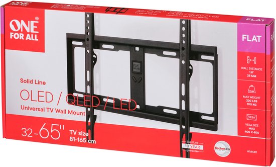One For All WM4411 Vesa 400 Wandhalterung - fest - 32 bis 65 Zoll - max. 100 kg