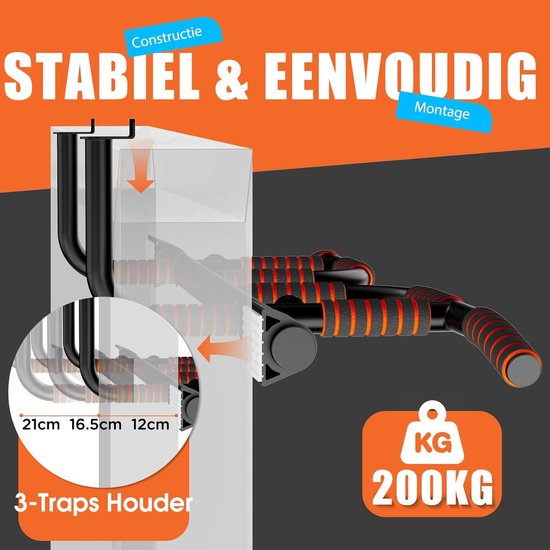 DH FitLife Reckstange, Türrahmen ohne Schrauben, verrutscht nicht mit Multi-Griffpositionen, Klimmzugstange Tür, Reckstange, Gymnastikstange, Türständer zum Einhängen, für Türrahmen, 65-92 cm