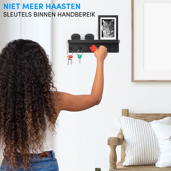 Happy Goods® - Schlüsselbrett - Schlüsselhalter - selbstklebend, magnetisch und schraubbar - rostfreier Stahl - Schwarz