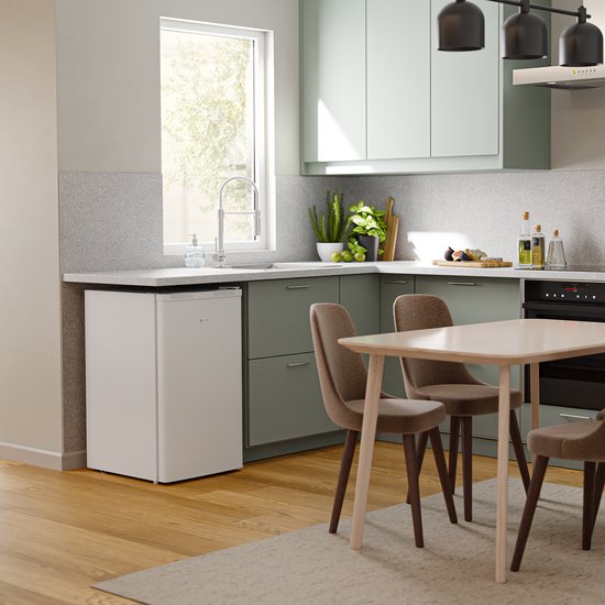 KitchenBrothers Kühlschrank - 88L Kühlfach - 14L Gefrierfach - Eisfach - Frigo - Freistehend - Weiß