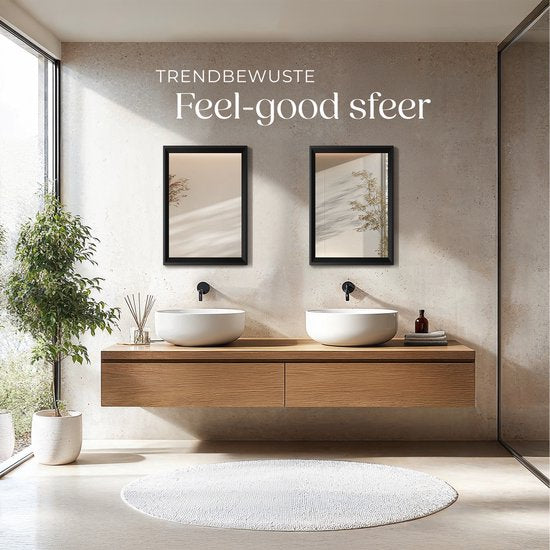 tectake - Wandspiegel Elina - Badezimmerspiegel - Rechteckiger Spiegel mit stabilem Kunststoffrahmen - 40x60 cm - Spiegel für Bad, Wohn- und Schlafzimmer