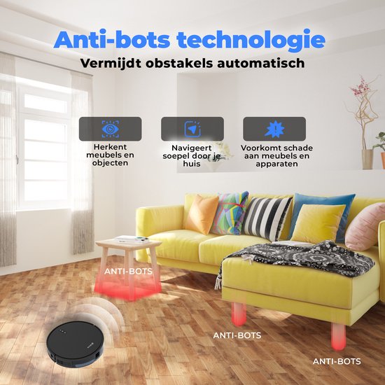 Denver Staubsaugerroboter mit Ladestation - 1300pa Saugleistung - Seitenbürsten - Walzenbürste zur Haarreinigung - RVC115