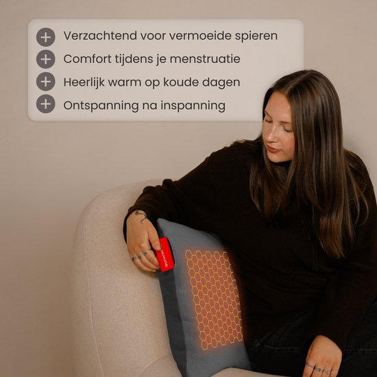 Auronic Wärmekissen - Classic - 45x60 - Kabellos - Wiederaufladbar - Elektrisches Kissen - Infrarot - Anthrazit