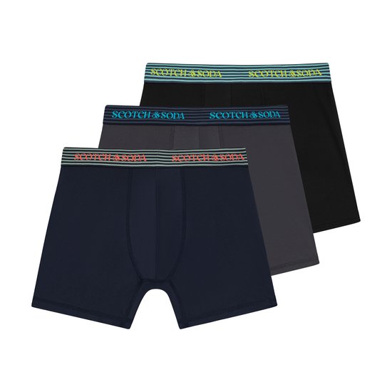 Scotch & Soda Active Stretch Boxershorts - Herren - Navy/Grau/Schwarz - 3er-Pack - Performance Fit Größe M