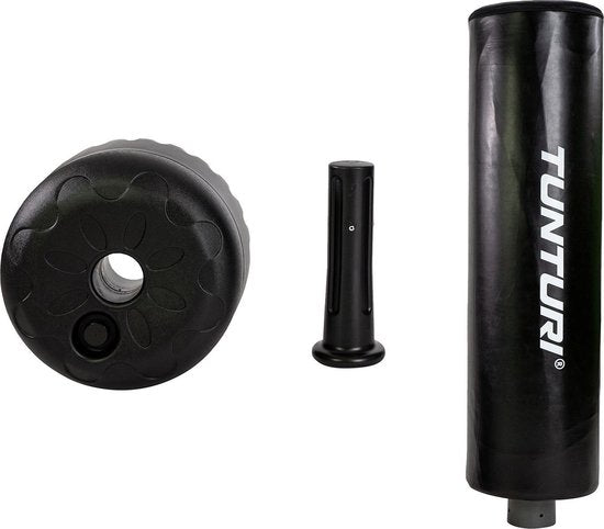 Tunturi Standing Boxing Bag - Freistehende Boxstange - Leicht beweglich - 180 cm hoch - Mit Sand, Kies oder Wasser befüllbarer Boden - Inkl. Fitness-App - Schwarz
