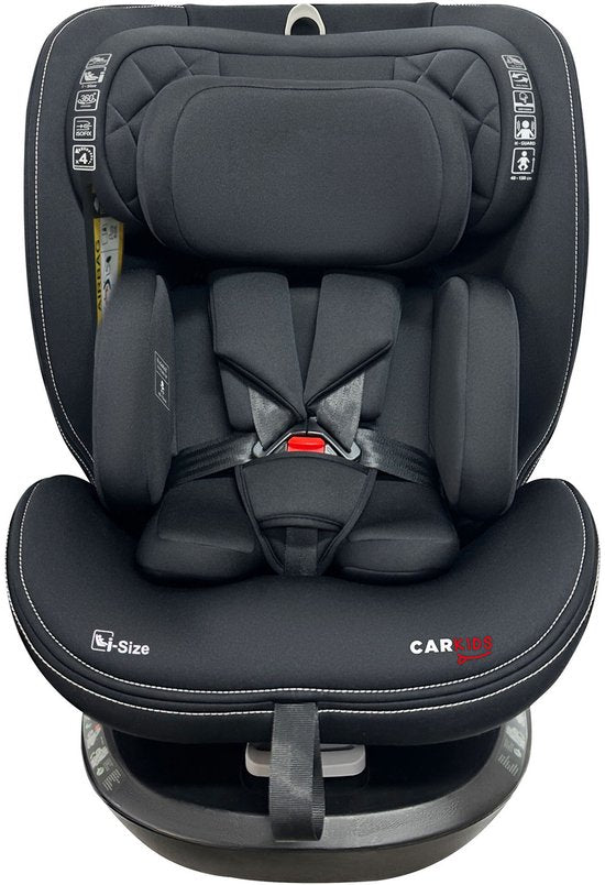 Carkids I-Size-Autokindersitz Noa, um 360° drehbar, 40–150 cm, Isofix + SPS, schwarz