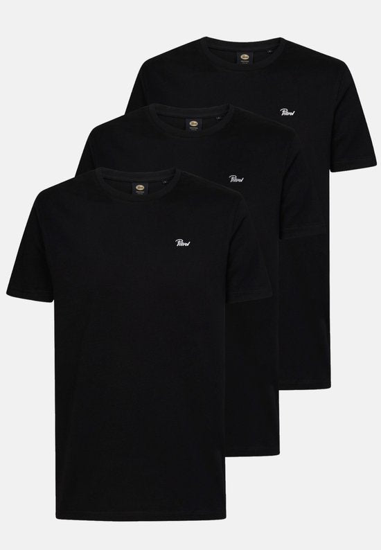 Petrol Industries Herren-T-Shirts 3er-Pack – Rundhalsausschnitt – Baumwolle – Regular Fit – T-Shirt-Set mit kurzen Ärmeln – 3er-Pack – Schwarz – Größe XL