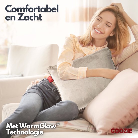 Coozie Heat Pillow Beige Velvet - Elektrisch wiederaufladbar - Kabelloses Wärmekissen - 45 x 45 cm