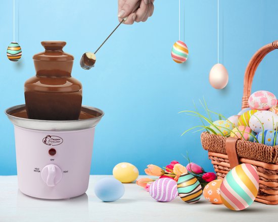 Bestron Schokoladenbrunnen ACF300P - Schokoladenfondue - 3 Schichten - Rosa - 5 Jahre Garantie