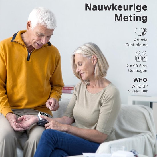 Bintoi® BXE100 Handgelenk-Blutdruckmessgerät - Herzfrequenzmessgerät - USB wiederaufladbar - inkl. Aufbewahrungsbox - 2 Benutzer
