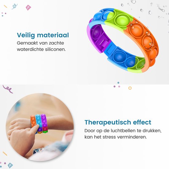 Partizzle 24x Fidget Toys Pop It Armbänder Kit - Armbänder Handout Geschenke - Graduation Treat Geschenke - Für Kinder & Kleinkinder