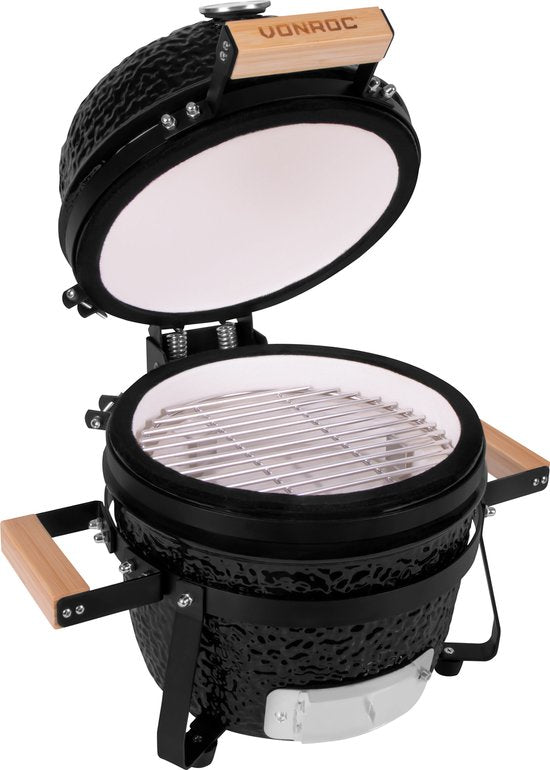 VONROC - BBQ - Kamado - 13" - Mit Schutzhaube, Tellereinleger & Sockel - Holzkohlegrill - Keramik