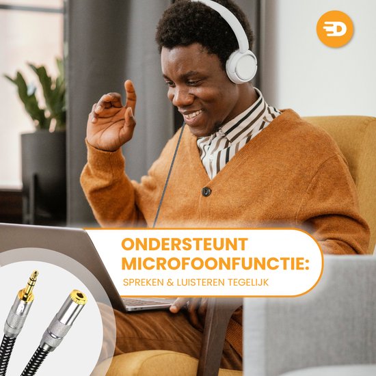 Drivv. Premium AUX-Verlängerungskabel - 5 Meter - Klinkenstecker auf 3,5 mm Buchse - Audio-Verlängerungskabel - Klinken-Verlängerungskabel - Nylon