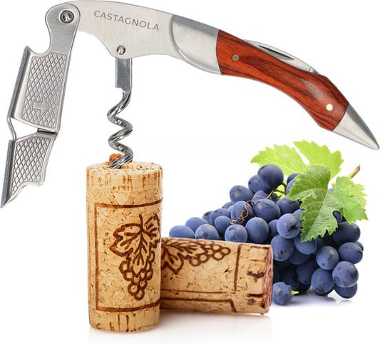 Castagnola Korkenzieher - Kelner Messer - Weinöffner - Flaschenöffner - Hebel - Deluxe - Pakka Holz und Edelstahl