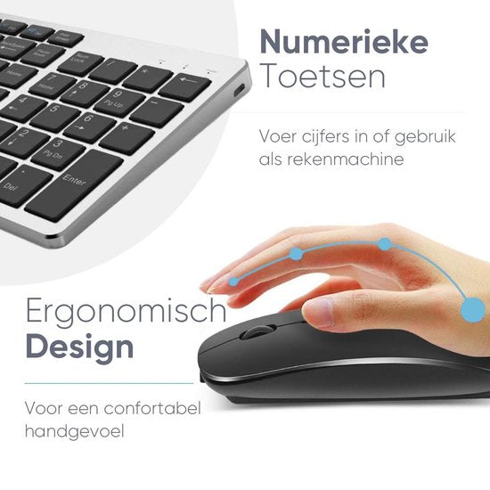 Trendfield Tastatur und Maus Wireless - Bluetooth-Tastatur - Leise Tasten - Wiederaufladbar - Qwerty - Space Grau