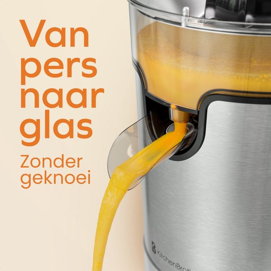 KitchenBrothers Zitruspresse - Kompakt - Mit Ausgießer und Presshebel - 0.35L - Edelstahl