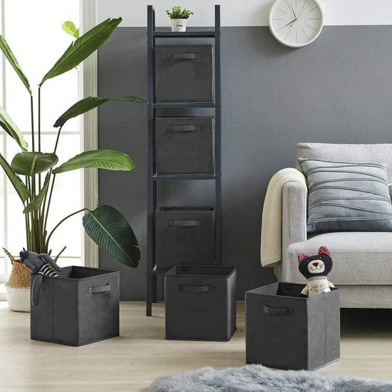 SWILIX® Multifunktionaler Aufbewahrungskorb / Aufbewahrungsbox - Schrankorganisator - 6 Stück - 20 L - Schwarz
