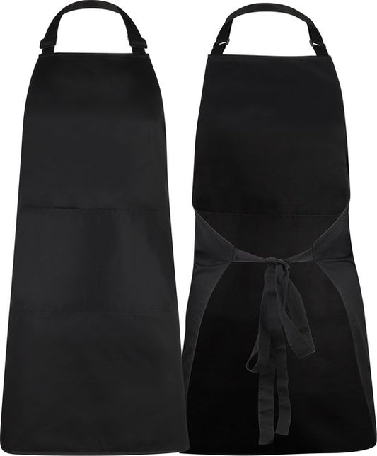 Küchenschürze - Wasser- und schmutzabweisend - Professionelle Kochschürze - Schürze für Frauen und Männer - Catering-Schürze - Unisex - Verstellbare Schnalle - Extra große Fächer - Schwarz