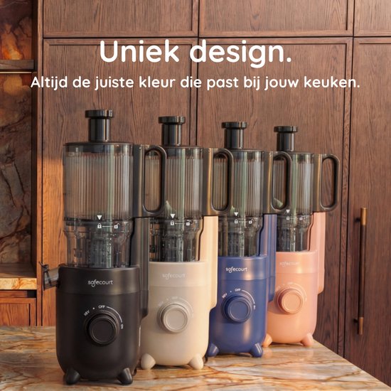Safecourt Kitchen Slow Juicer - leistungsstarker Motor [Vorschneider & Kaltpress-Technologie] - einfache Reinigung - BPA-frei - Entsafter Schwarz