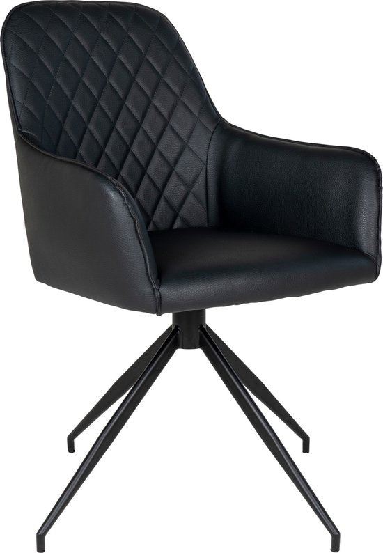 House Nordic Harbo Esszimmerstuhl Vegan Leder Schwarz - Set von 2