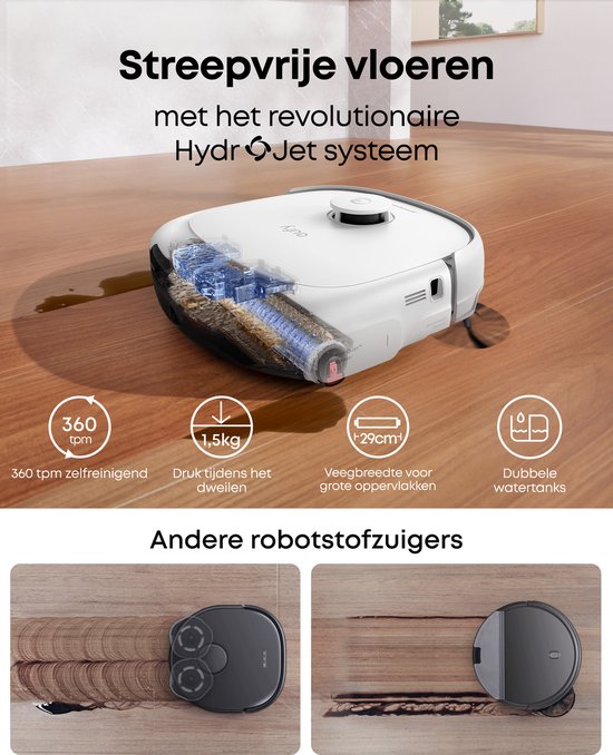 eufy Staubsaugerroboter Omni E25, HydroJet-Wischsystem, 20.000 Pa Saugleistung, DuoSpiral-Bürsten zum Entwirren, CornerRover-Arm zur Reinigung von Ecken, All-in-One-Station, für Familien mit Haustieren und Kindern.