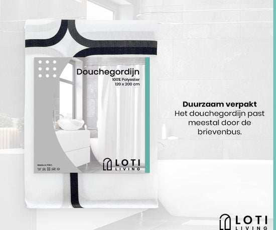 Loti Living Duschvorhang Anti-Schimmel - Würfel Design - Inklusive Ringe - Wasserdicht - Polyester - Duschvorhang 120x200 cm