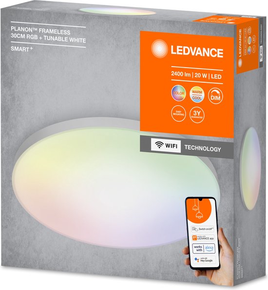 LEDVANCE Leuchte: für Decke, SMART+ MULTICOLOR / 2- W, 22-...24- V, Abstrahlwinkel: 11-, einstellbar weiß/RGB, 3-65- K, Gehäusematerial: Aluminium, IP2-