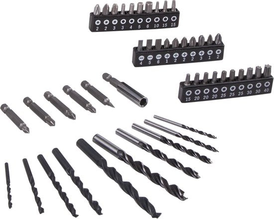 VONROC Akku-Bohrmaschine - 12V Li-Ion - Inkl. Aluminium-Koffer, 46 Zubehörteile, 2x Akku & Ladegerät