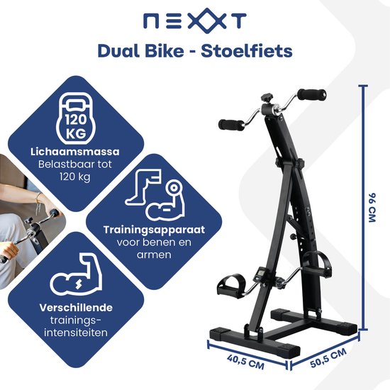 Nexxt Dual Bike Chair - Für Arme und Beine - Für Training und Rehabilitation -  Mit einstellbarer Trainingsintensität - Schwarz