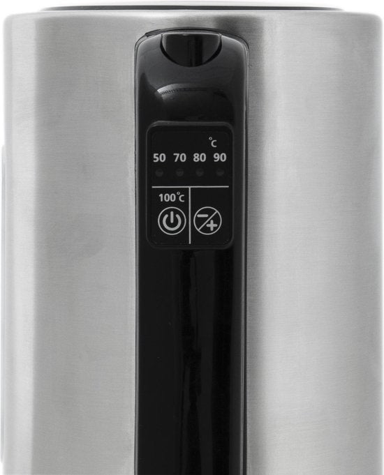 Inventum HW817D - Wasserkocher - Fassungsvermögen 1,7 Liter - Edelstahl - Warmhaltefunktion - LED-Licht - 2200 Watt - Edelstahl/Schwarz