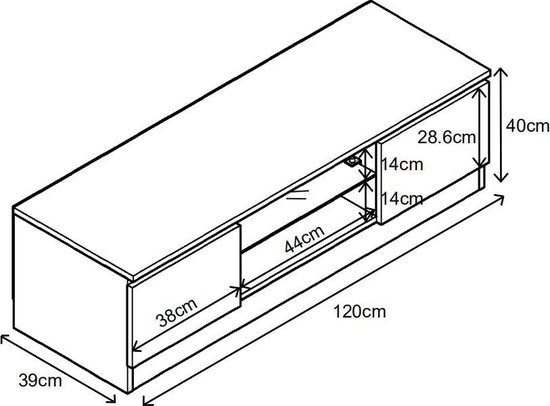 TV-Möbel Sideboard - TV-Schrank - 120 cm breit - schwarz