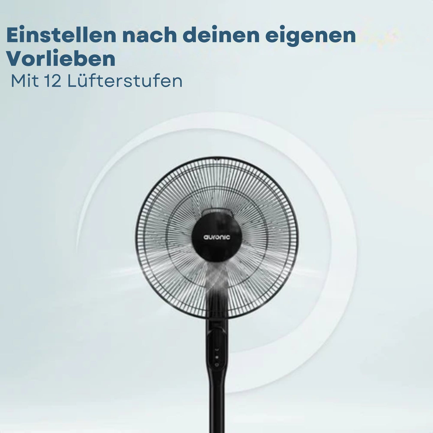 Auronic Stativventilator - Standventilator - Luftkühler - Boden- und Tischventilator - 3-in-1 - 12 Geschwindigkeiten - Leise - Mit Fernbedienung - Schwarz