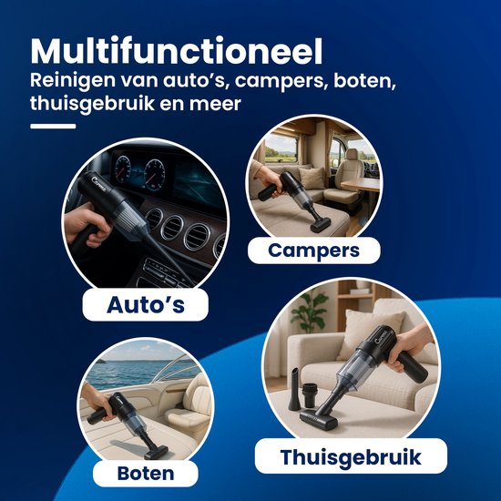 CarMe 2-in-1 Autostaubsauger - Saugen & Blasen - Dustbuster - 7 Aufsätze - Wiederaufladbar - Airduster - Schwarz