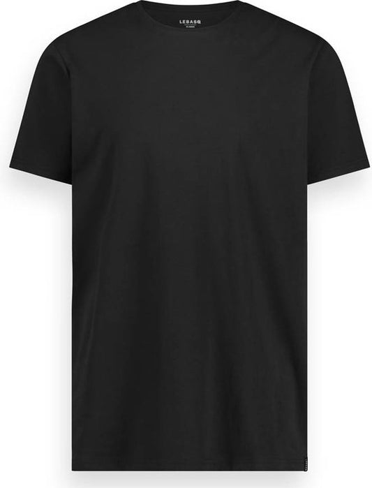 LEBASQ - Miles' T-Shirt für Männer - 3er Pack - mit Rundhalsausschnitt - Extra lang - als Unterhemd geeignet - Schwarz - L - Baumwolle