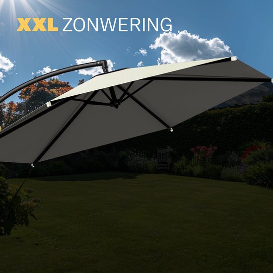 Schwimmender Sonnenschirm Zusammenklappbar - Aluminium Ø330cm UV-Schutz 80+ - Beige