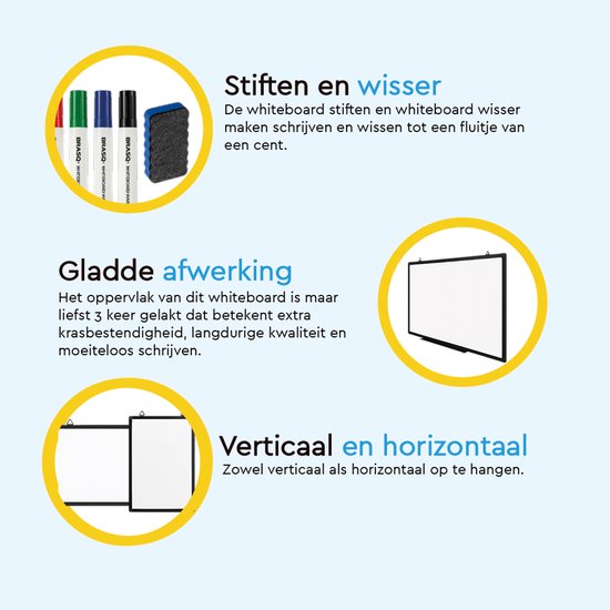 BRASQ Whiteboard 60x90 cm magnetisch - mit Zubehörset (Marker, Radiergummi, Magnete) - Tafel - Magnetische Tafel - schwarz