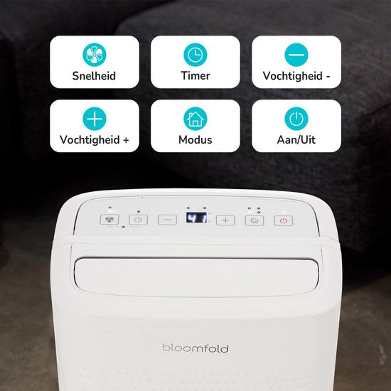 Bloomfold Luftentfeuchter DryPure – 12 L/Tag – HEPA Filter – Timer – Weiß