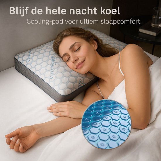 CozySense® PolarGel Pillow - Kissen gegen Nackenschmerzen - Schlafkissen - Coolgel Pad - füllbarer Memory Foam - Seitenschläfer, Rücken- und Bauchschläfer