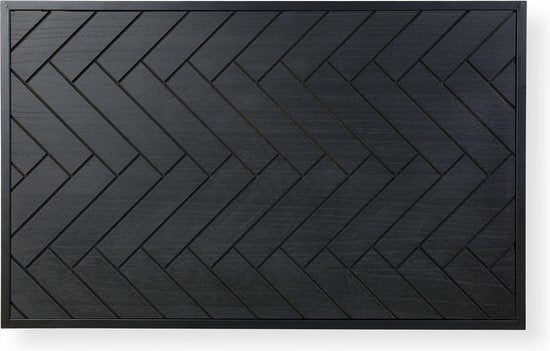 Lifa Living Couchtisch Dijon – Holz und Stahl – für den Innenbereich – Schwarz – Fischgrätmuster – 80 x 50 x 45 cm