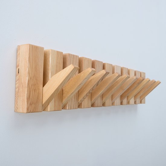 Urban State Wandgarderobe - Garderobenständer hängend - Eschenholz - 10 Haken - Piano Garderobe - Garderobenständer - handgefertigt